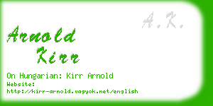 arnold kirr business card